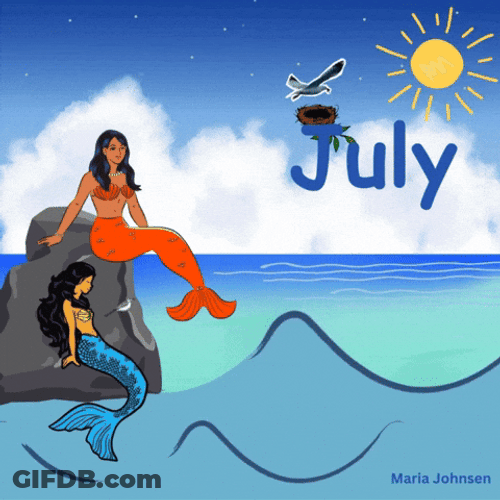 Hello July Ocean Mermaid GIF