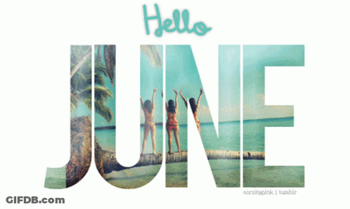 Hello June Poster Beach And Mountains GIF
