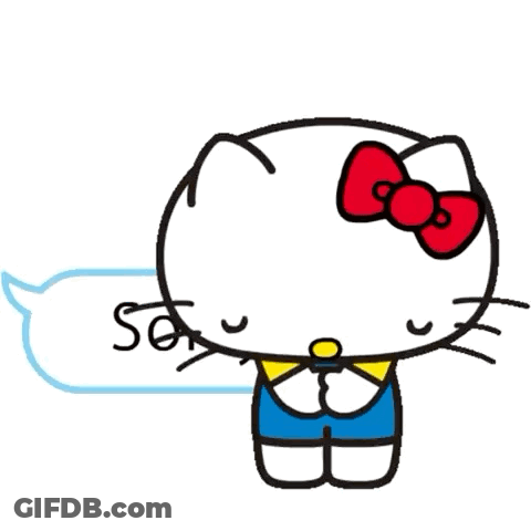 Hello Kitty And Black Cat With Skull GIF
