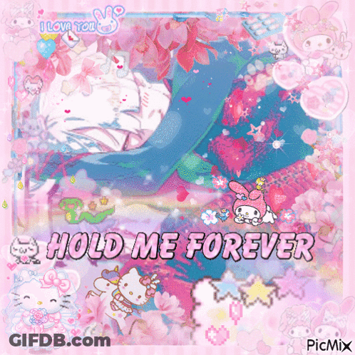 Hello Kitty And My Melody Hold Me Forever GIF