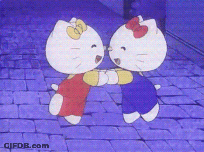 Hello Kitty And Sister Jumping For Joy GIF