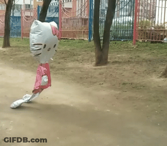 Hello Kitty Balloon Deflating GIF