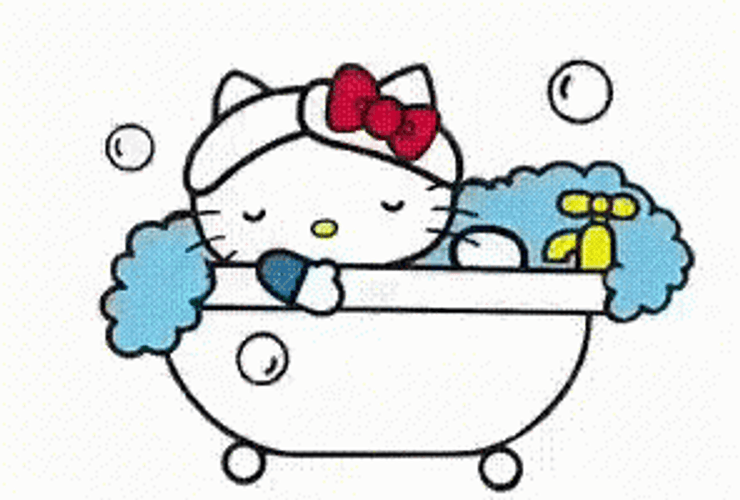 Hello Kitty Bathing GIF