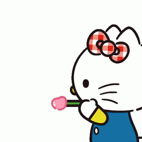 Hello Kitty Blowing Up OK Balloons GIF