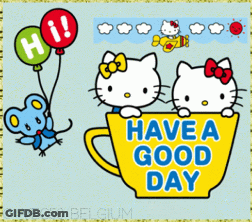 Hello Kitty Card Saying Have A Good Day GIF