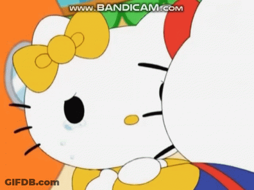 Hello Kitty Cartoon With Yellow Bow GIF