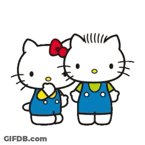 Hello Kitty Characters Hugging With Heart Eyes GIF