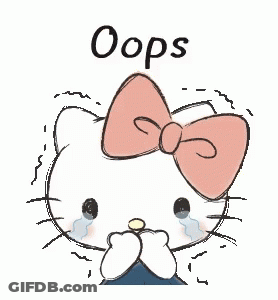 Hello Kitty Crying With Pink Bow Saying Oops GIF