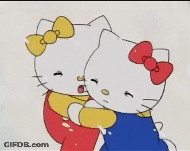 Hello Kitty Cuddling In Snow Storm GIF