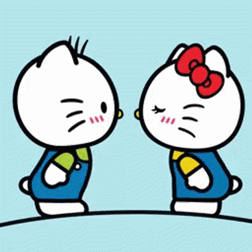Hello Kitty & Daniel Kiss GIF