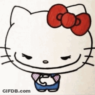 Hello Kitty Drawing Of Person With Red Bow GIF