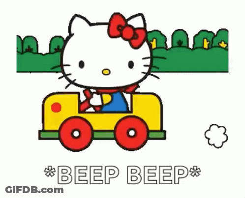 Hello Kitty Driving Toy Car With Mouse GIF