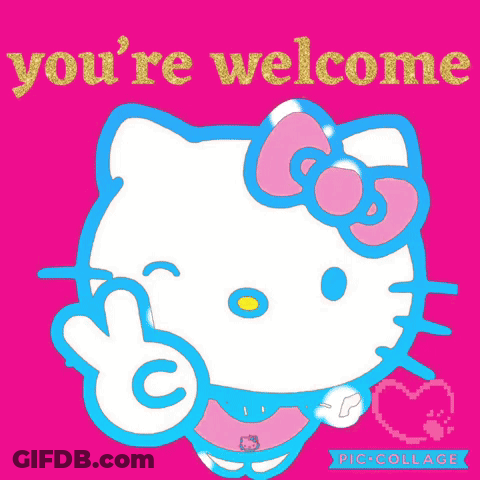 Hello Kitty Greeting Card Saying You're Welcome GIF
