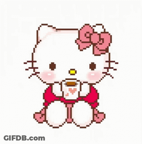Hello Kitty Holding Coffee GIF