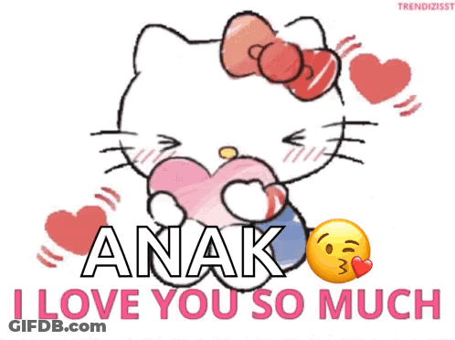Hello Kitty Holding Heart Anak I Love You So Much GIF