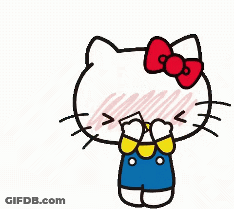 Hello Kitty Holding Love You Sign With Hearts GIF