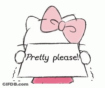 Hello Kitty Holding Pretty Please Sign GIF