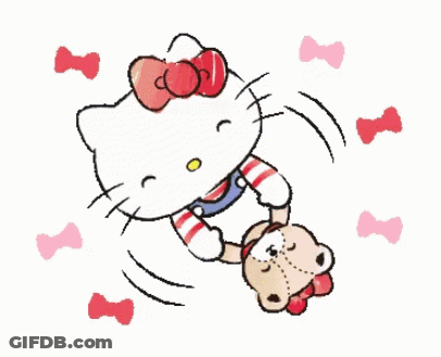 Hello Kitty Holding Teddy Bears GIF