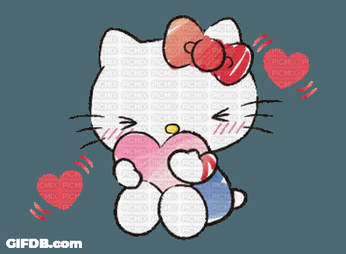 Hello Kitty Hugging Heart Pillow GIF