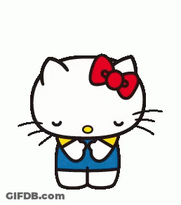 Hello Kitty In Blue Overalls And Red Bow GIF