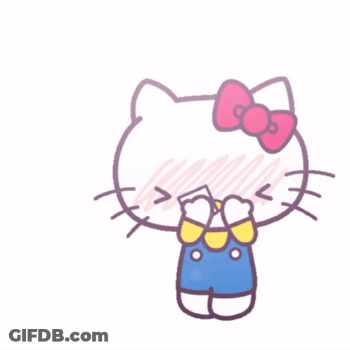 Hello Kitty Is Holding A Sign That Says " Love You " GIF