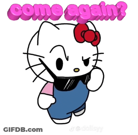 Hello Kitty Is Wearing Sunglasses And A Mask And Says Come Again ? GIF