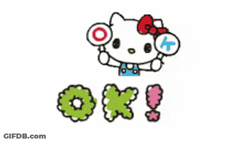 Hello Kitty Raising Okay Signage GIF