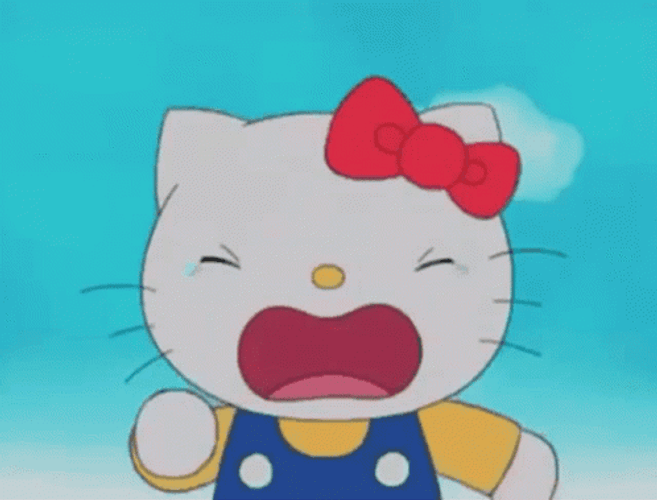 Hello Kitty Running & Crying GIF