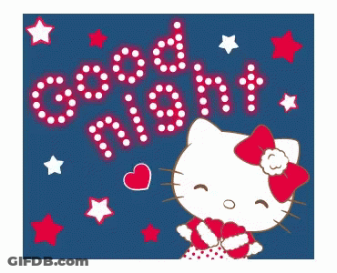Hello Kitty Saying Good Night With Heart In Mouth GIF
