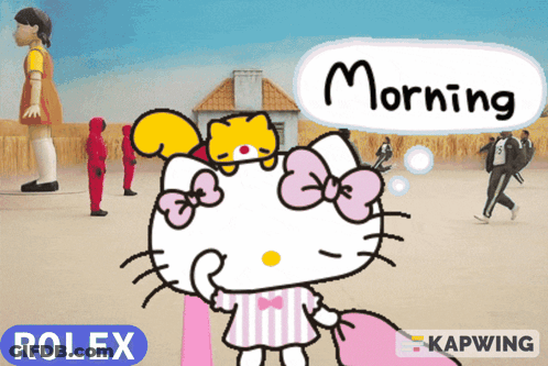 Hello Kitty Saying Morning To People GIF