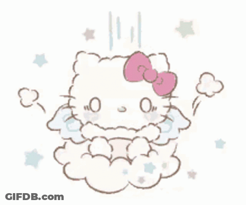 Hello Kitty Sitting On Cloud With Bow GIF
