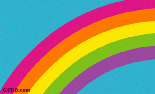 Hello Kitty Sitting On Rainbow With Flower GIF