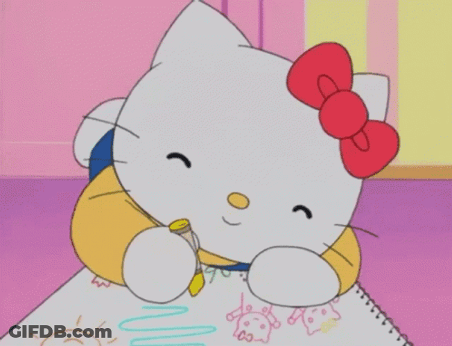Hello Kitty Smiling Coloring GIF