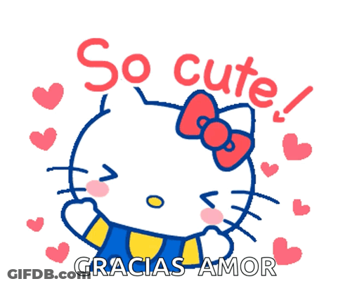 Hello Kitty Sticker Saying So Cute Gracias Amor GIF