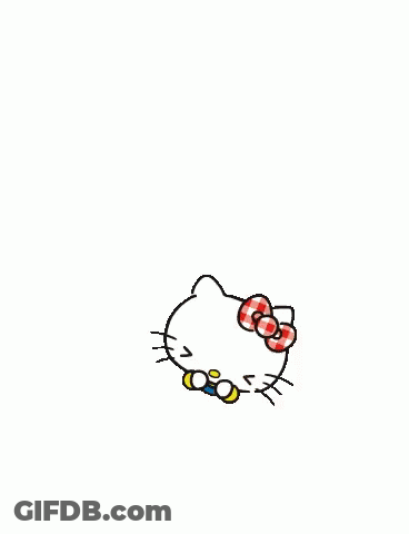 Hello Kitty Surrounded By Hearts Saying Yay GIF