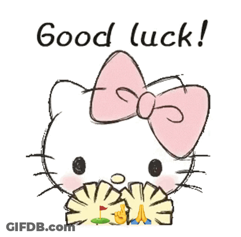 Hello Kitty With Bow Saying Good Luck GIF