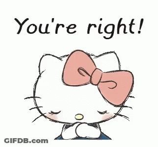 Hello Kitty With Pink Bow Saying You're Right GIF