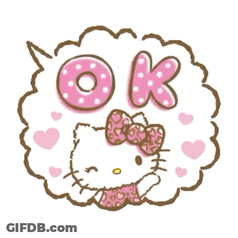 Hello Kitty With Pink Bow Surrounded By Hearts GIF