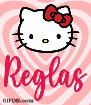 Hello Kitty With Red Bow Saying Reglas GIF