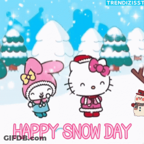 Hello Kity And My Melody Happy Snow Day GIF