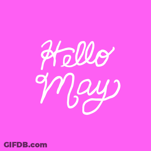 Hello May Text On Pink Background GIF
