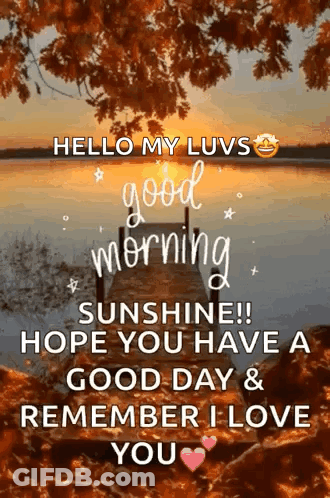 Hello My Luvs Good Morning Sunshine Hope You Have A Good Day Remember I Love You GIF