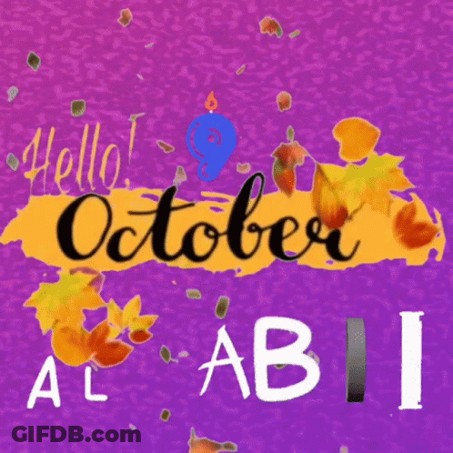 Hello October Ali Abi On Purple Background GIF