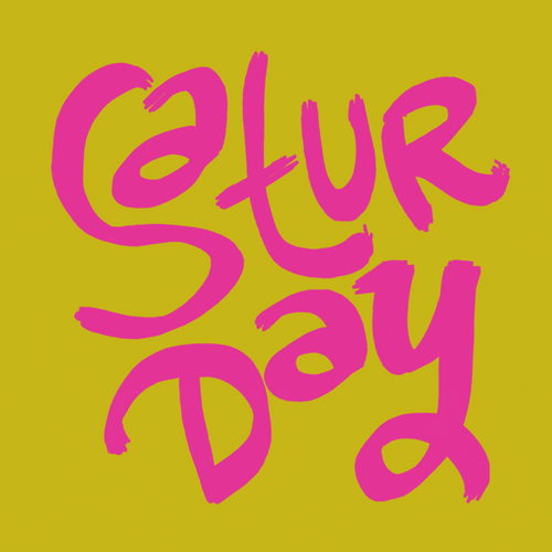Hello Saturday Pink Text GIF