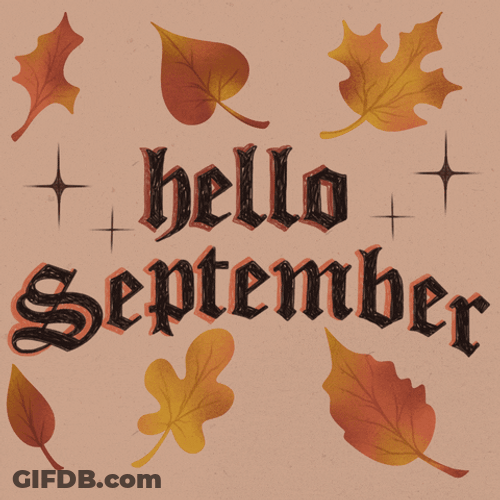 Hello September Fall Leaf Animated GIF