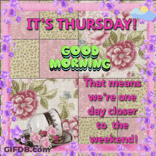 Hello Thursday Pink Borders GIF