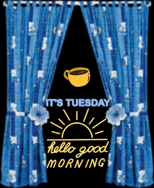 Hello Tuesday Good Morning Blue Curtains GIF