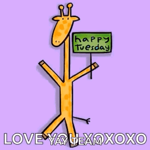 Hello Tuesday Waving Cartoon Giraffe GIF
