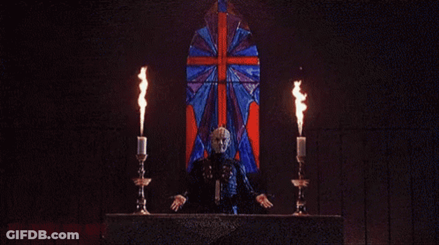 Hellraiser Mocks Jesus GIF