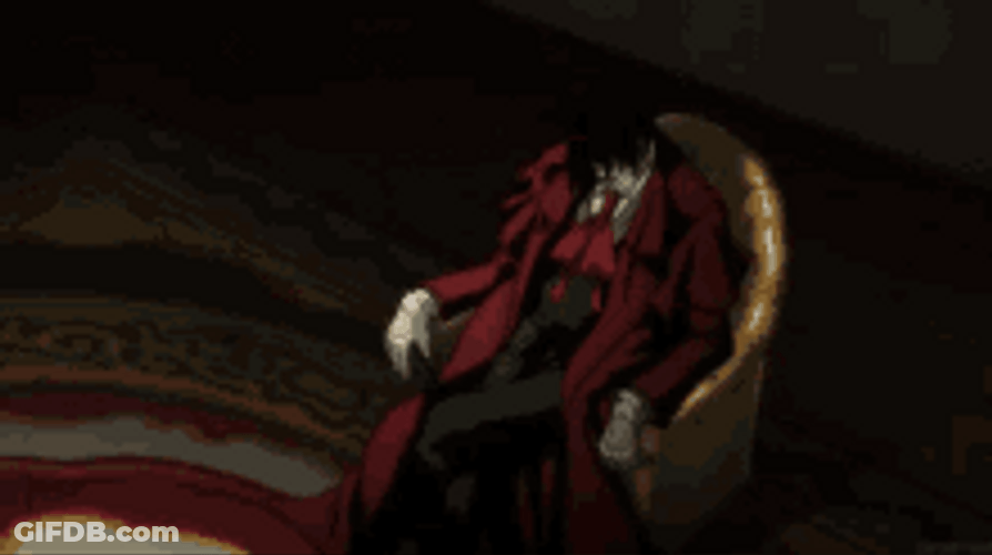 Hellsing Anime Alucard Laughing Out Loud Sitting Chair GIF